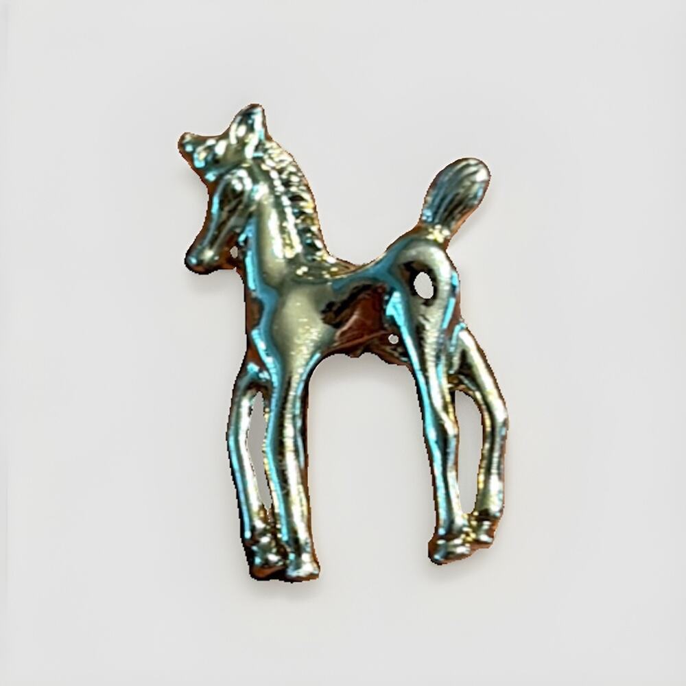 J.J. Jonette Gold Tone Horse Equestrian Brooch Pin Vtg